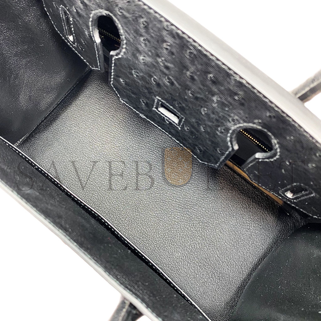 H**mes master birkin 30 black ostrich rose gold hardware 346920 (30*24*16cm)